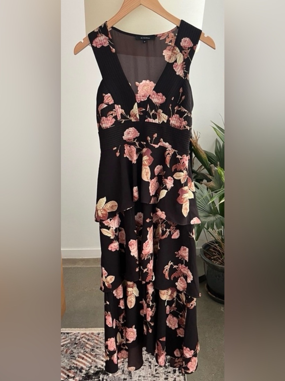 Olivaceous Floral Print Tiered Maxi Dress